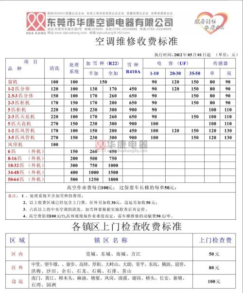 惠而浦空调加氟收费标准