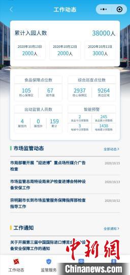 新开发的微信小程序“进博市场监管”，同时服务和满足市场监管部门、企业和公众的三方需求。　许婧 摄